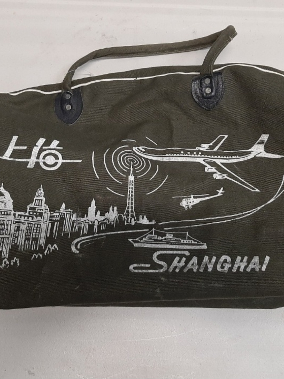 Shanghai Graphic Canvas Duffel Bag - Olive Green